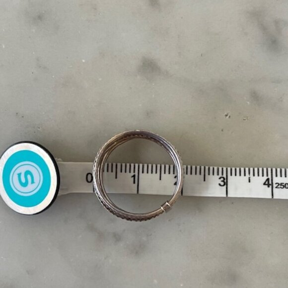 Silver Hammered Stacked 7 Banded Joined Ring Size 6.5 - Picture 14 of 14